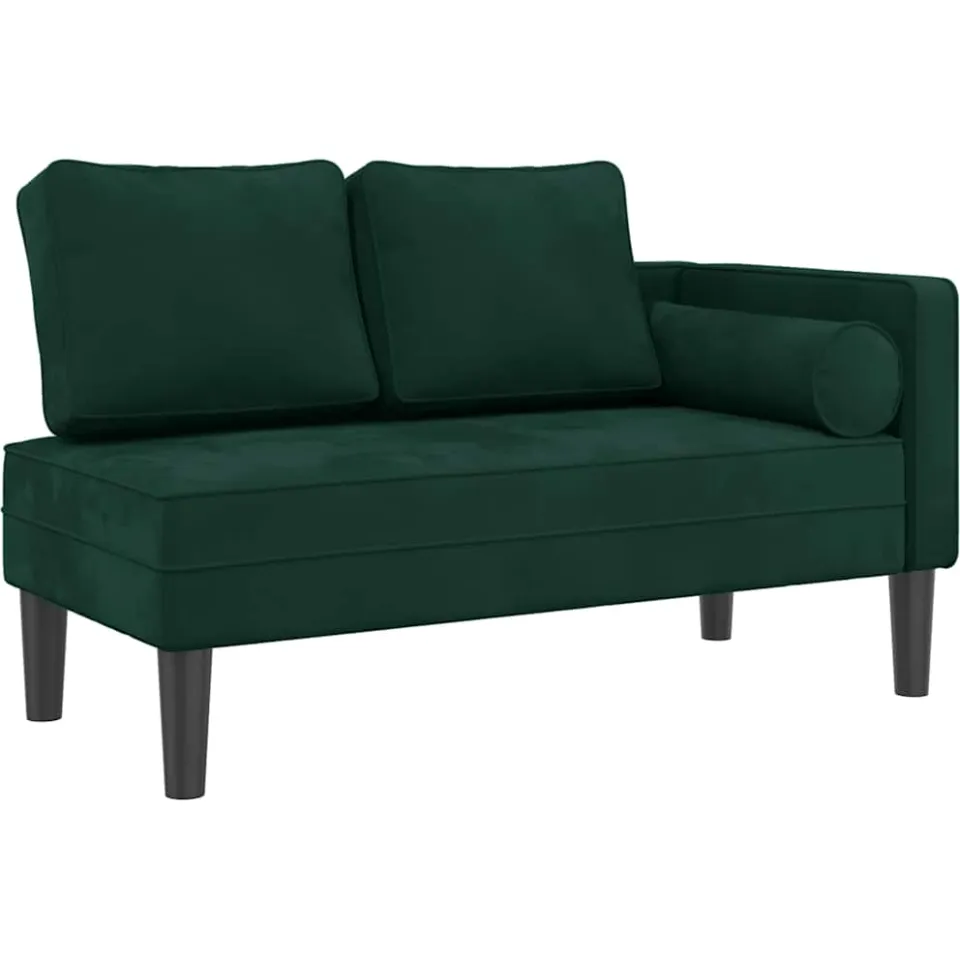 vidaXL Chaise longue met kussens fluweel donkergroen groen, foto 3