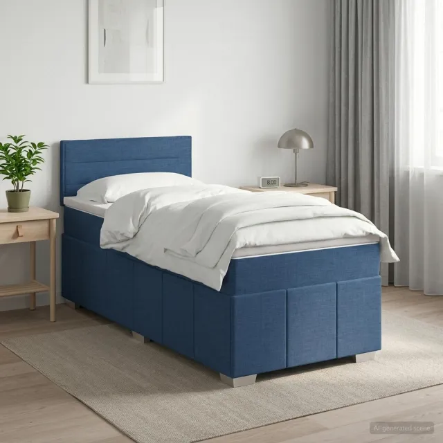 vidaXL Boxspringbed met matras met hoofdeinde Blauw 100 x 200 cm Stof