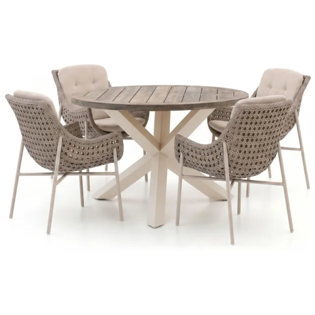 Manifesto Furniture Manifesto Novara/ROUGH-Y ø120cm dining tuinset 5-delig bruin, foto 2