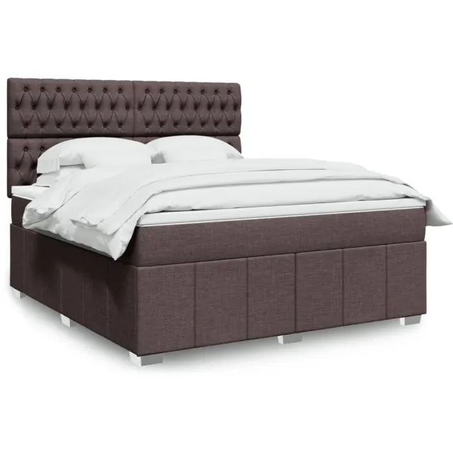 vidaXL Boxspring met matras stof donkerbruin 180x200 cm bruin