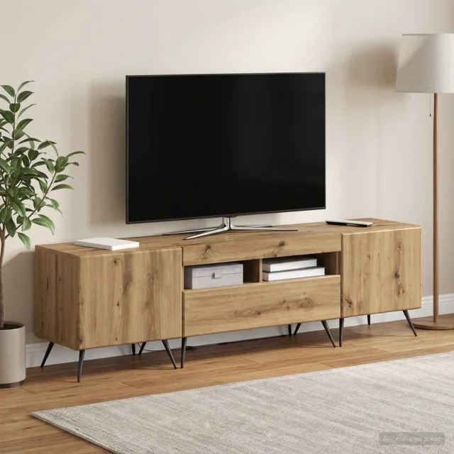 vidaXL LED tv-meubel BREDA 3 st Artisanaal eiken Bewerkt hout, foto 2