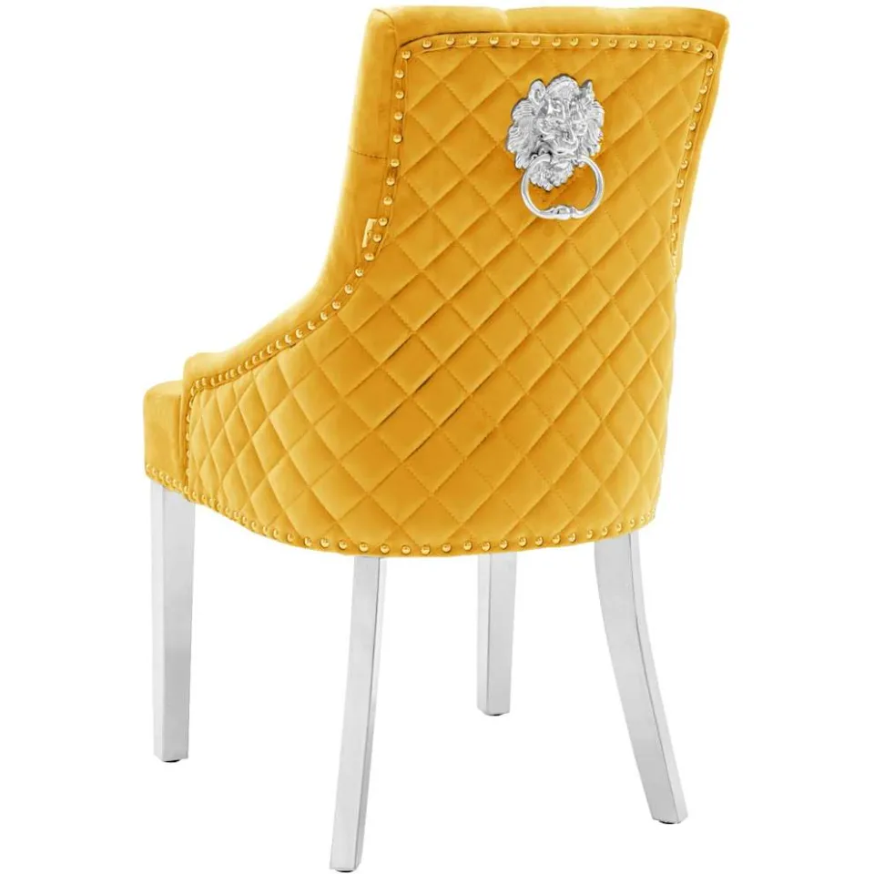 vidaXL Eetkamerstoelen 2 st fluweel geel, foto 4