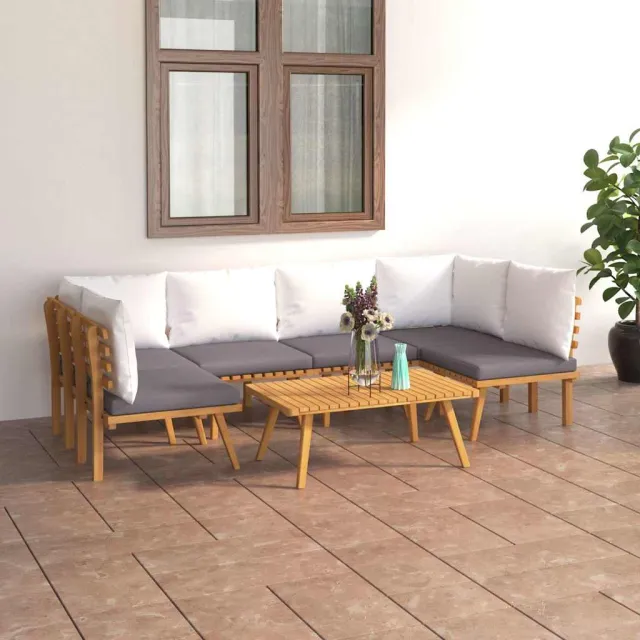 vidaXL 7-delige Loungeset met kussens massief acaciahout bruin, foto 2