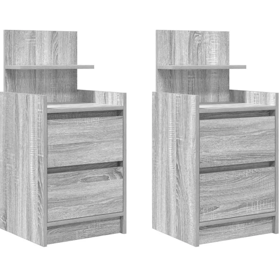 vidaXL Nachtkastjes met 2 lades 2 st 38x34x80 cm grijs sonoma