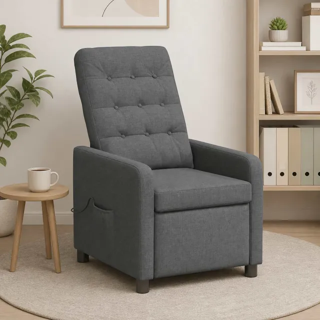 vidaXL Massage-relaxstoel Donkergrijs 65 x 93 x 102 cm Stof, foto 2