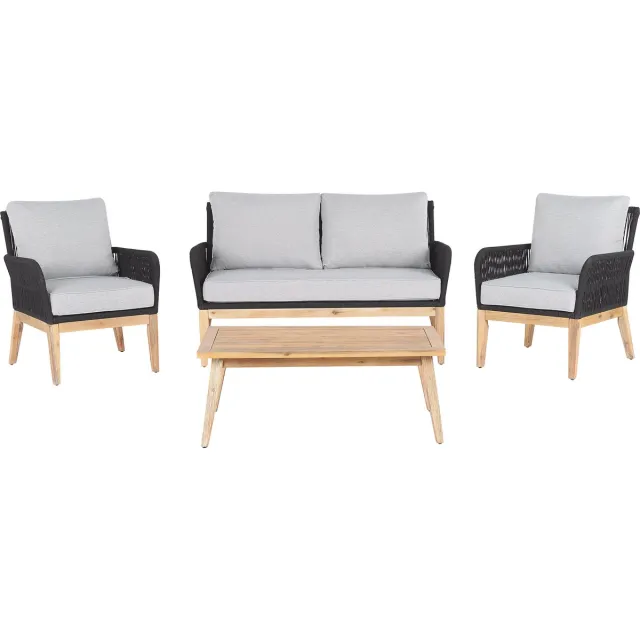 Beliani MERANO - Loungeset voor 4 - Lichtgrijs - Acaciahout