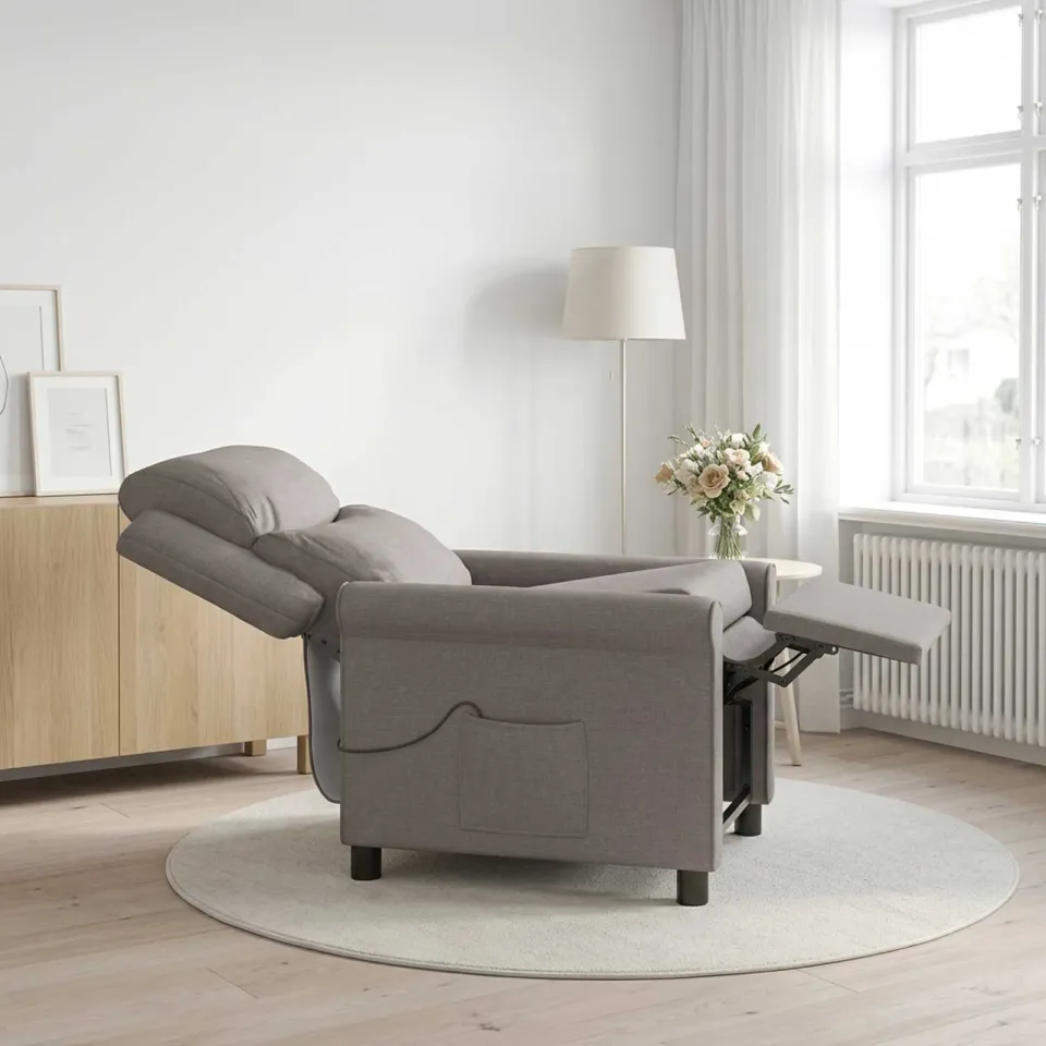 vidaXL Massage-relaxstoel Taupe 69 x 93 x 102 cm Stof, foto 4