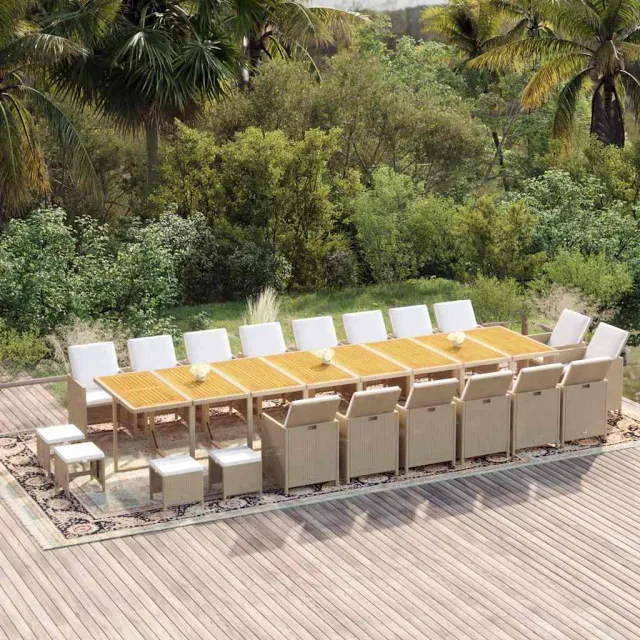 vidaXL 21-delige Tuinset met kussens poly rattan beige, foto 2