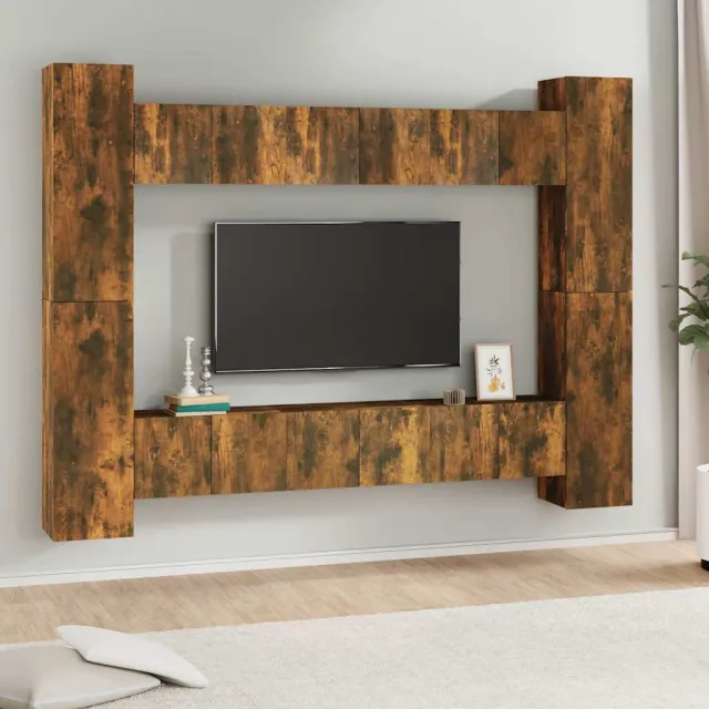 vidaXL 10-delige Tv-meubelset bewerkt hout gerookt eikenkleurig Bruin