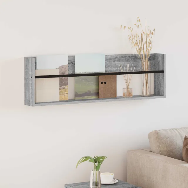 vidaXL Tijdschrift Rek Grijs Sonoma 100 x 12 x 30 cm Bewerkt hout, foto 2