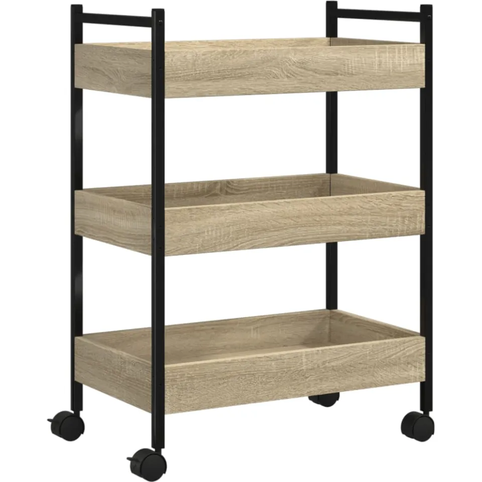 vidaXL Keukentrolley 50x30x70 cm bewerkt hout sonoma eikenkleurig Bruin