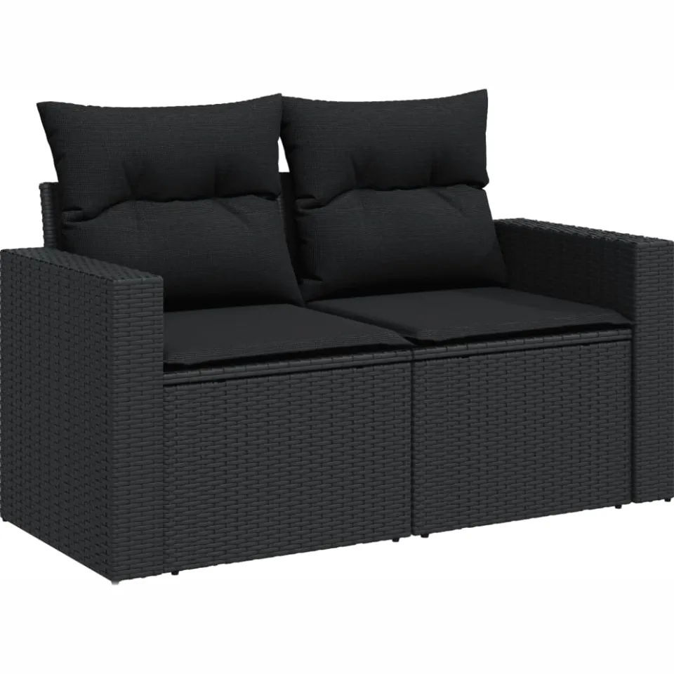 vidaXL 11-delige Loungeset met kussens poly rattan zwart