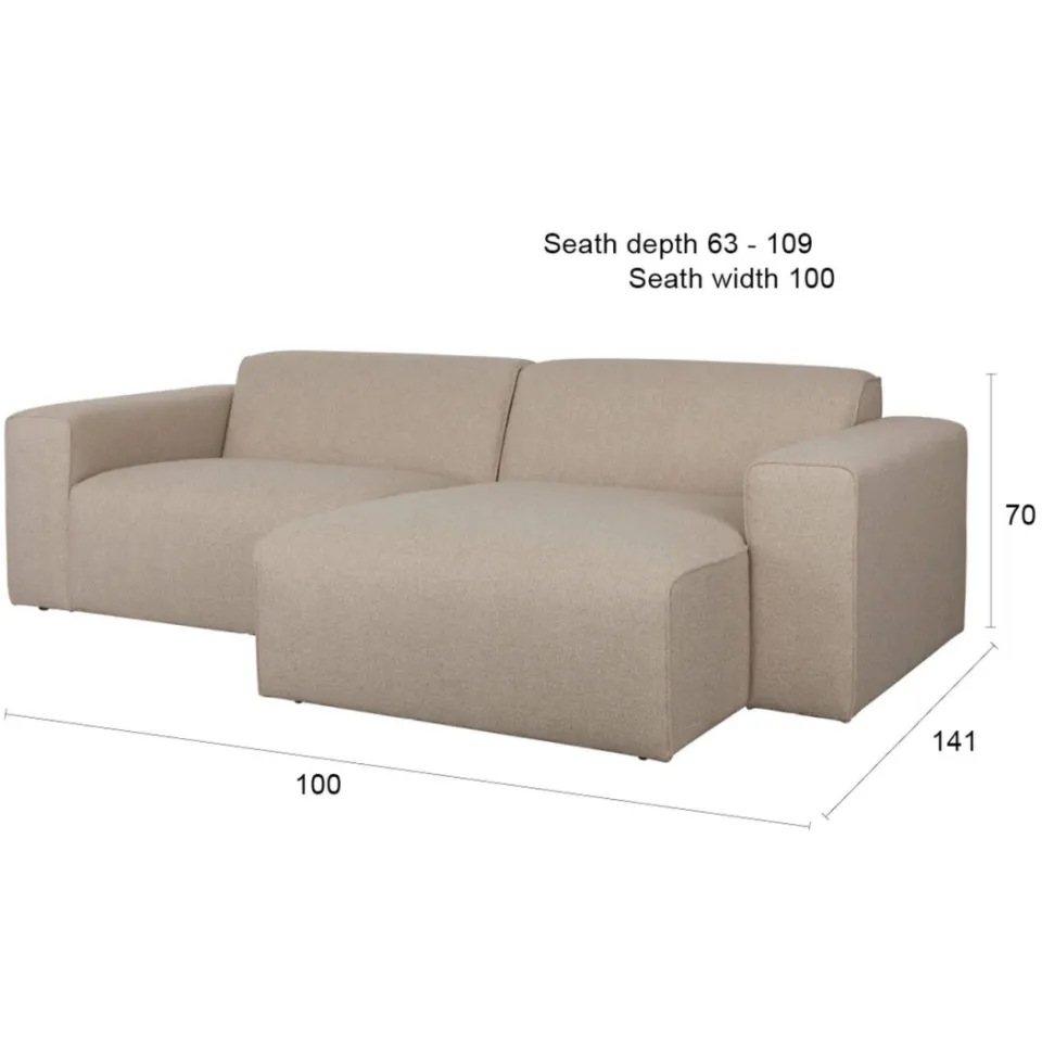 Zuiver hoekbank rechts Sofa Milka - cappuccino, foto 4