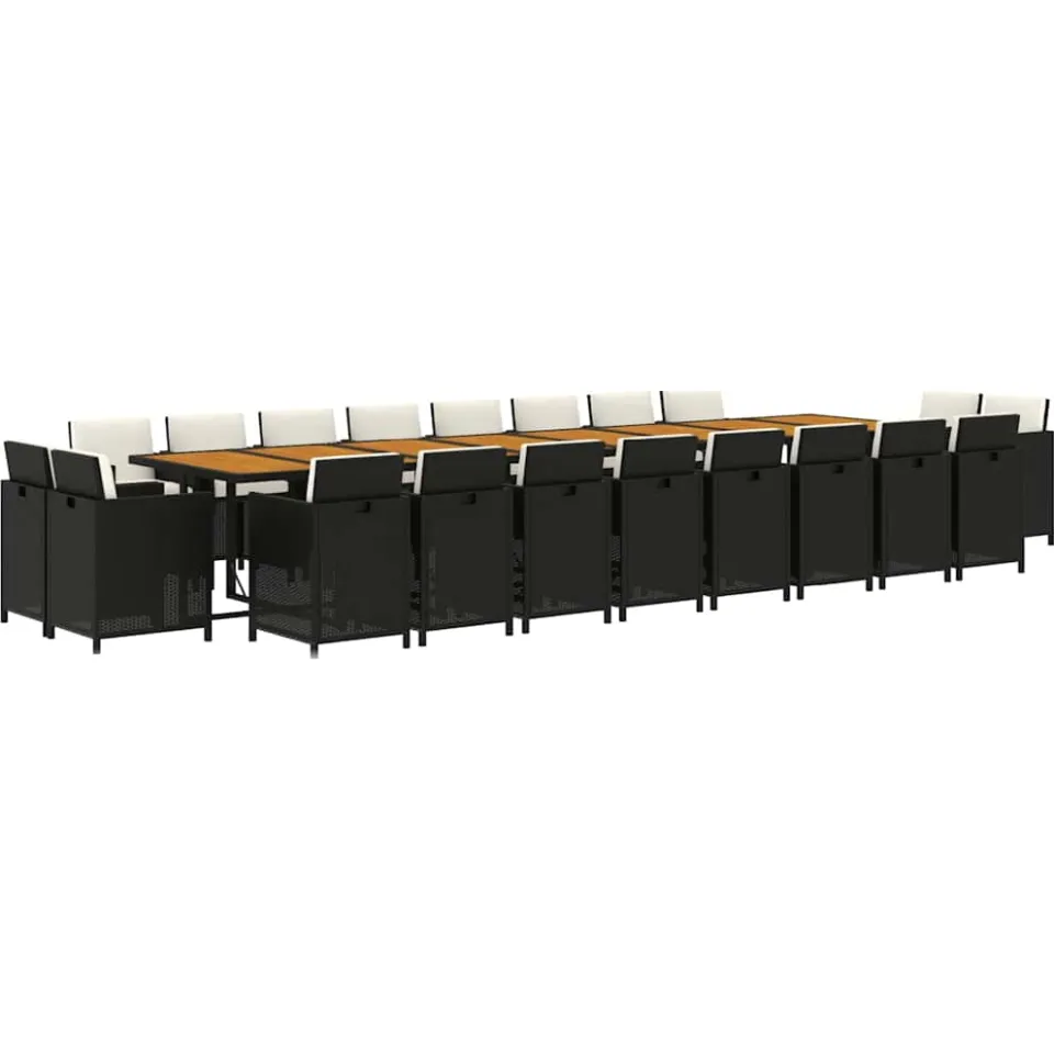 vidaXL 21-delige Tuinset met kussens poly rattan zwart
