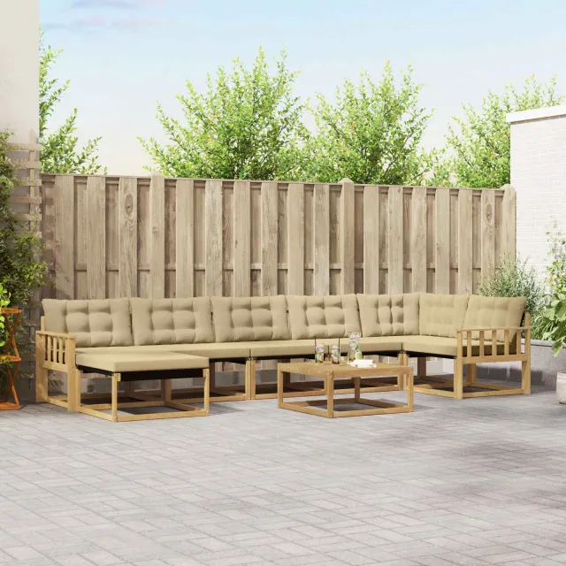 vidaXL Buiten bankenset 8 st 7-zits Wit en Beige