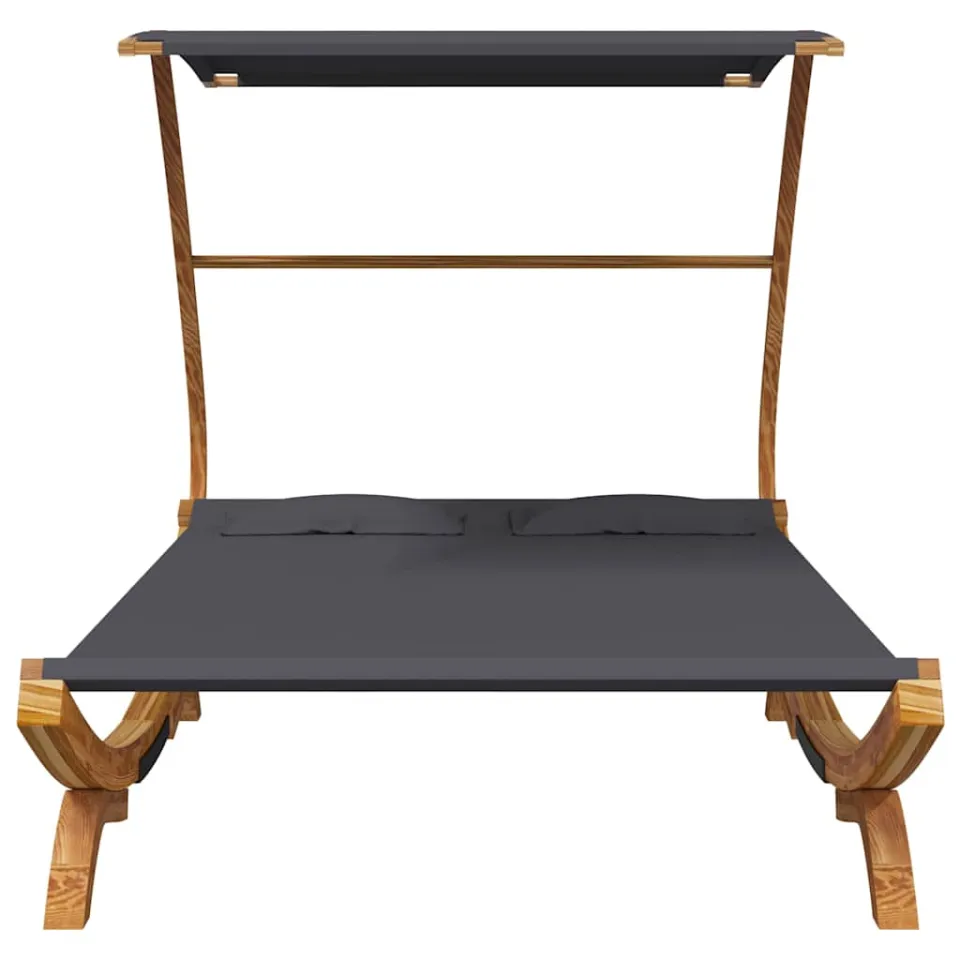 vidaXL Loungebed met luifel 165x203x138 cm gebogen hout antracietkleur Anthraciet
