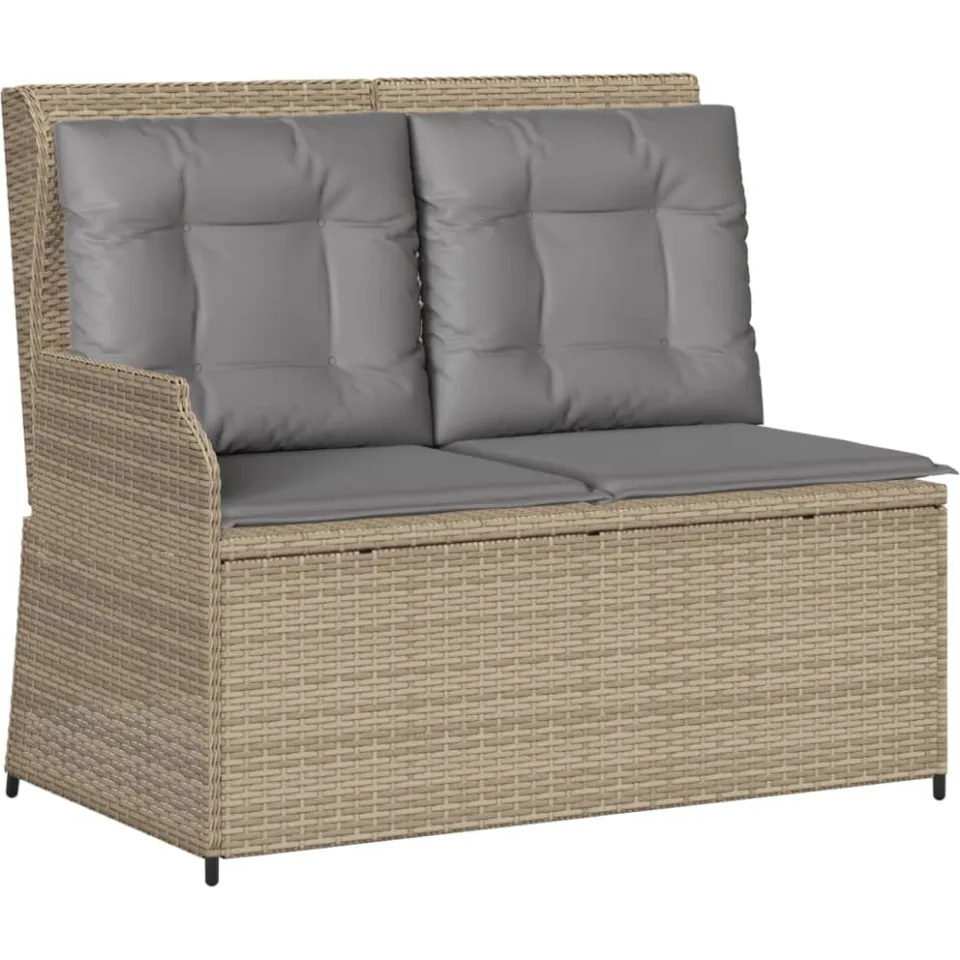 vidaXL 6-delige Loungeset met kussens poly rattan beige