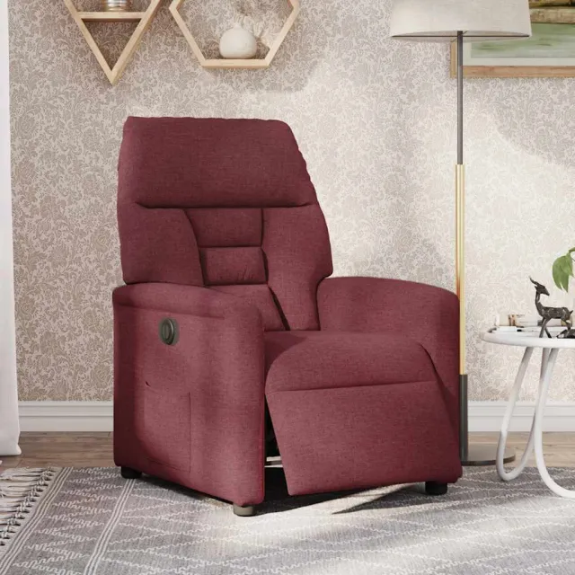 vidaXL Fauteuil verstelbaar elektrisch stof wijnrood