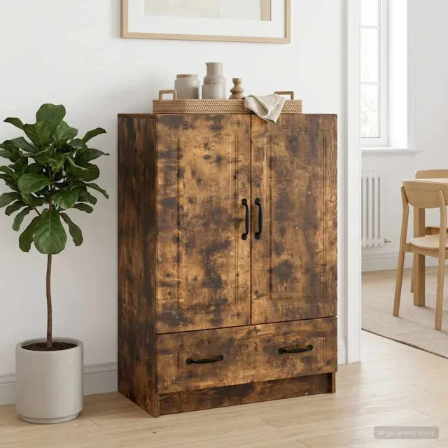 vidaXL Dressoir met lade Gerookt eiken 66 x 34,5 x 92 cm Bewerkt hout, foto 2