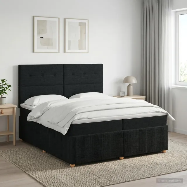 vidaXL Boxspringbed met matras met hoofdeinde Zwart 200 x 200 cm Stof