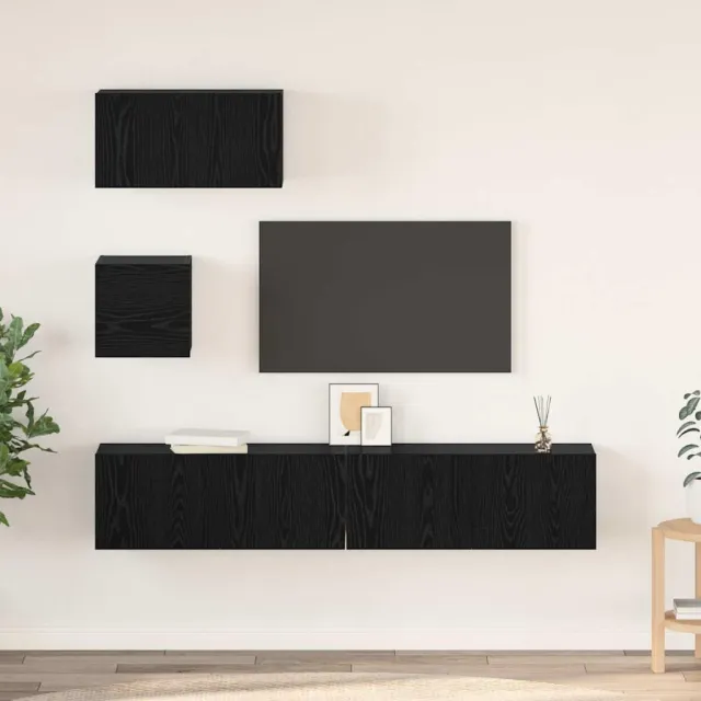 vidaXL Tv-meubelset 4 st 80 x 30 x 30 cm Zwart Eiken, foto 2