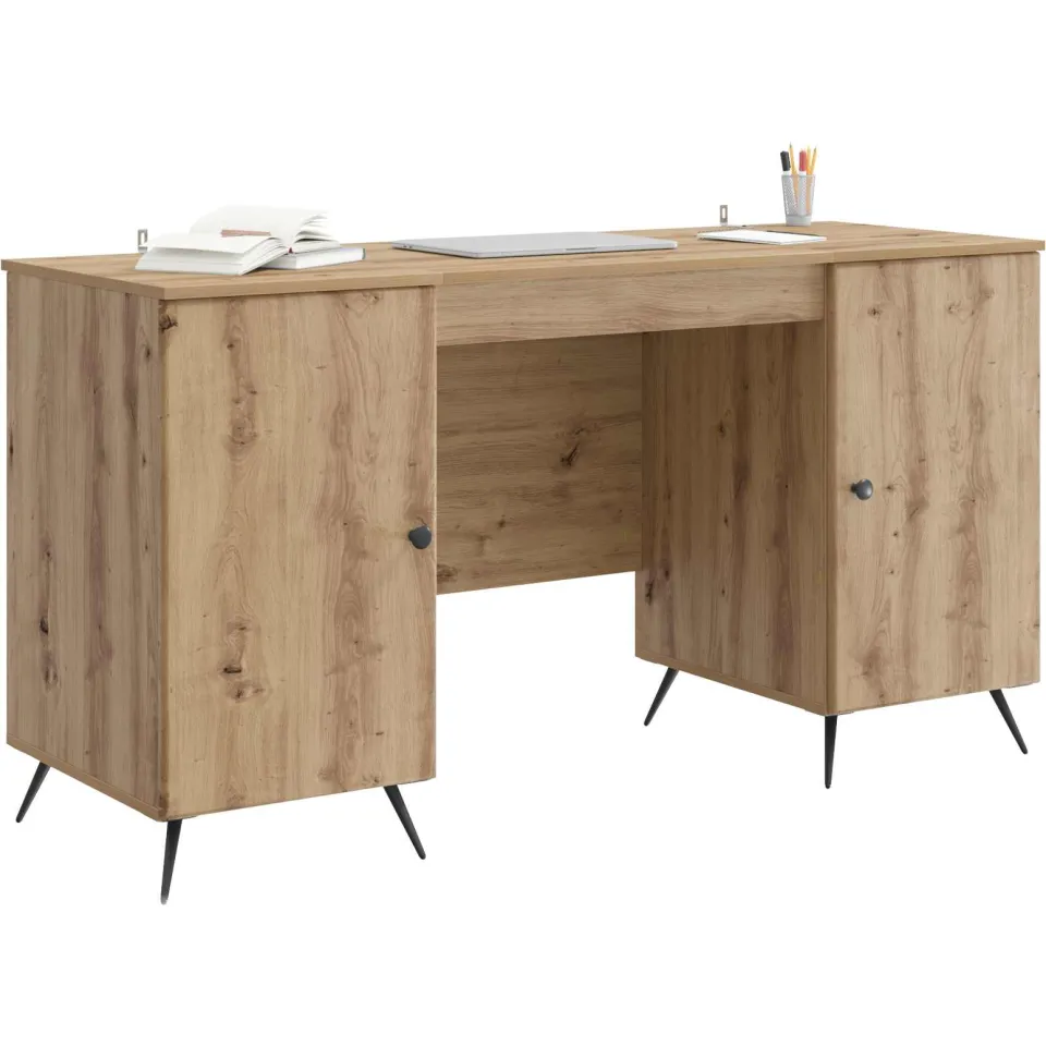 vidaXL Bureau Artisanaal eiken 142,5 x 50 x 75 cm Bewerkt hout Bruin