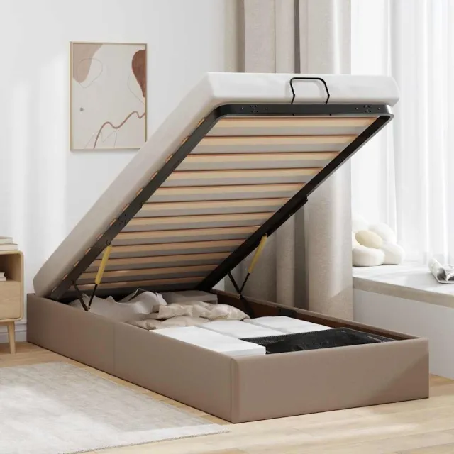 vidaXL Bedframe zonder matras 90x190 cm kunstleer cappuccinokleurig bruin