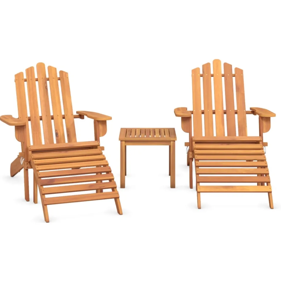 vidaXL 3-delige Loungeset Adirondack massief acaciahout Bruin