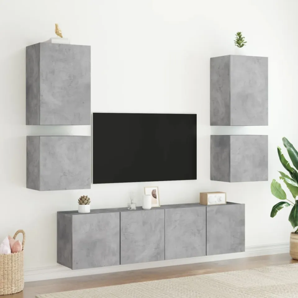 vidaXL Tv-wandmeubels 2 st 40,5x30x40 cm bewerkt hout betongrijs grijs, foto 4