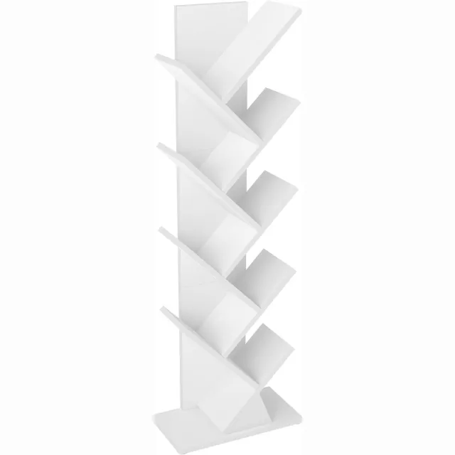 Vasagle Boekenkast - Boekenrek in Boomvorm - 20 x 38 x 115,2 cm - Vrijstaand - Voor Woonkamer of Kantoor Wit