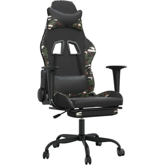 vidaXL Gamestoel - met - voetensteun - kunstleer - zwart - en - camouflage