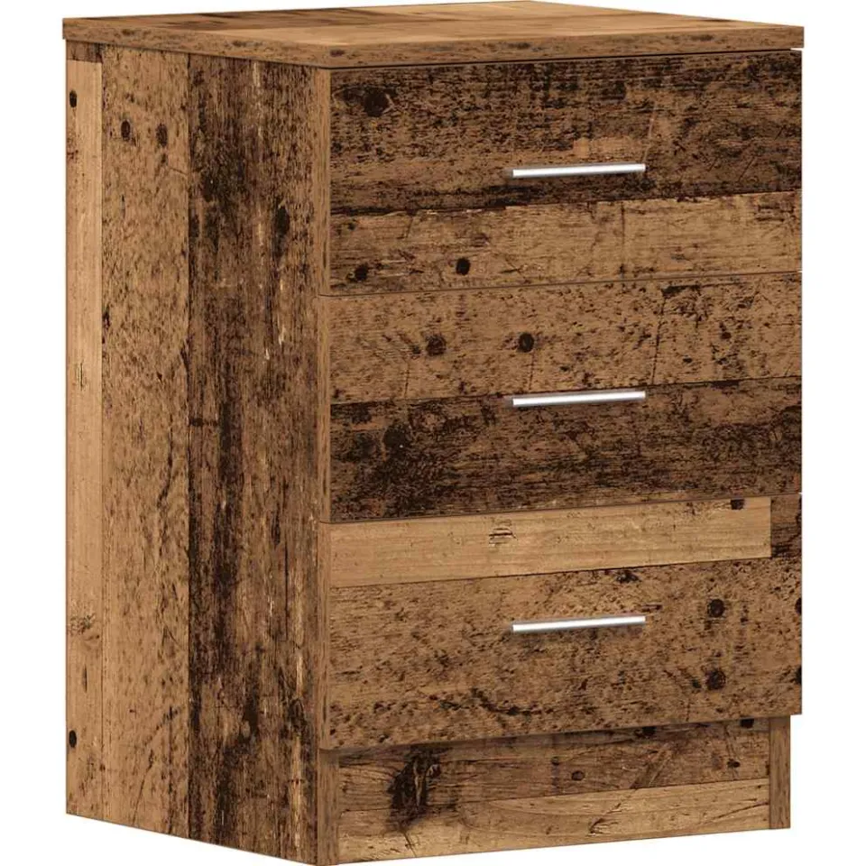 vidaXL Nachtkastje 38x35x55 cm bewerkt hout oud houtkleurig bruin, foto 3