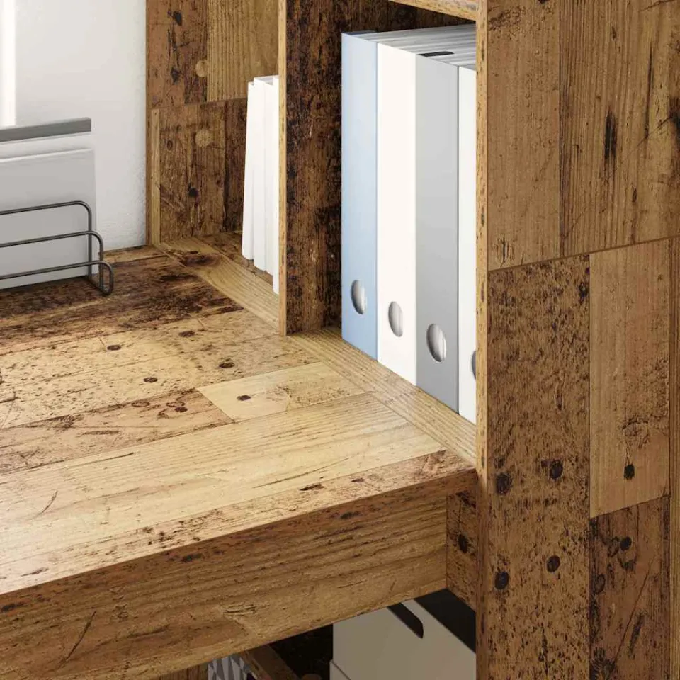 vidaXL Bureau Oud Hout 122 x 67 x 145 cm Bewerkt hout bruin, foto 4