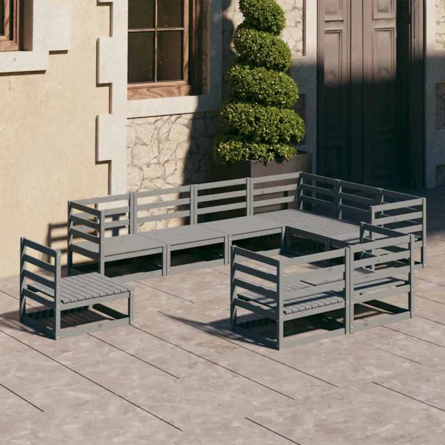 vidaXL 9-delige Loungeset massief grenenhout grijs, foto 2