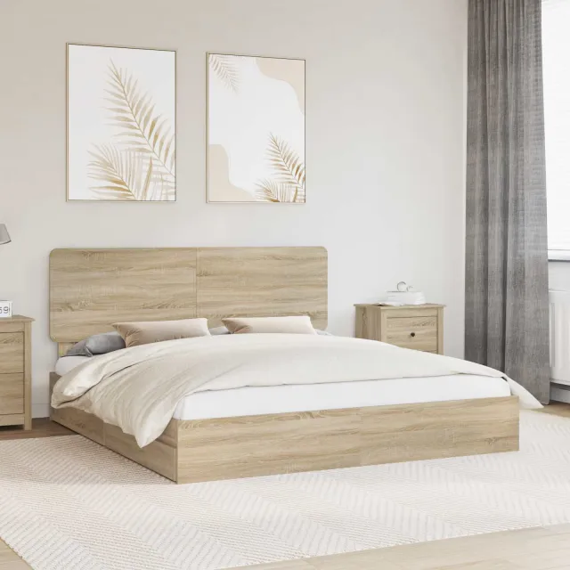 vidaXL Opslag bed met lade Sonoma Eiken 180 x 200 cm Bewerkt hout Bruin