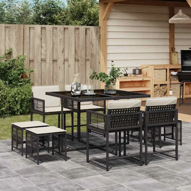 vidaXL 9-delige Tuinset poly rattan zwart, foto 2