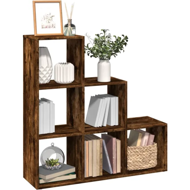 vidaXL Kamerscherm / boekenkast 3-laags 99x29x99 cm hout gerookt eiken Bruin