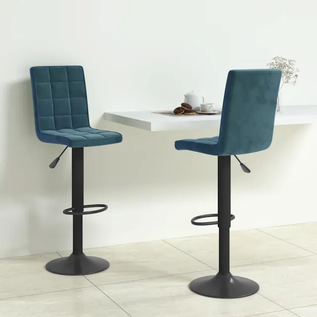 vidaXL Barkrukken 2 st fluweel blauw, foto 2