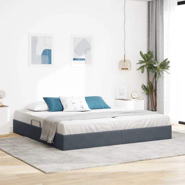 vidaXL Ottoman Bedframe Donkergrijs 200 x 200 cm Fluweel