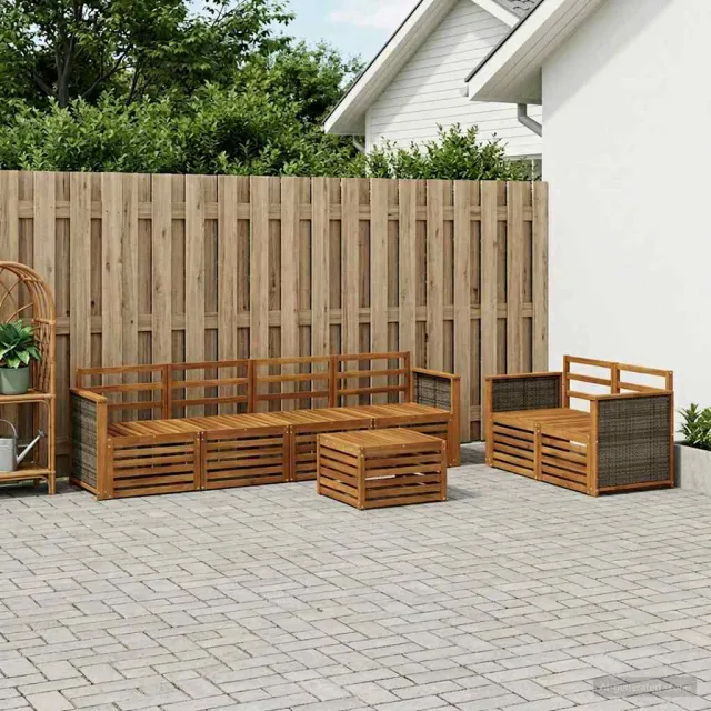 vidaXL Buiten bankenset 7 st 6-zits Naturel Massief Acaciahout