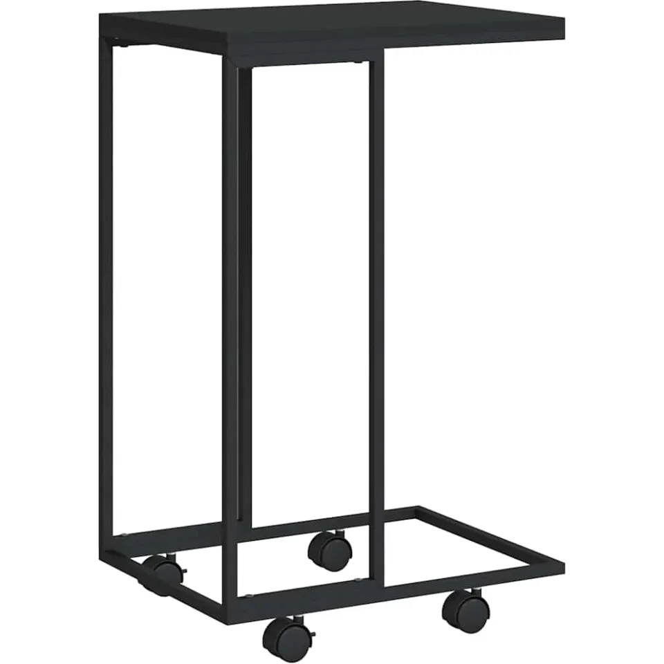vidaXL Bijzettafel met wieltjes 40x30x63,5 bewerkt hout zwart