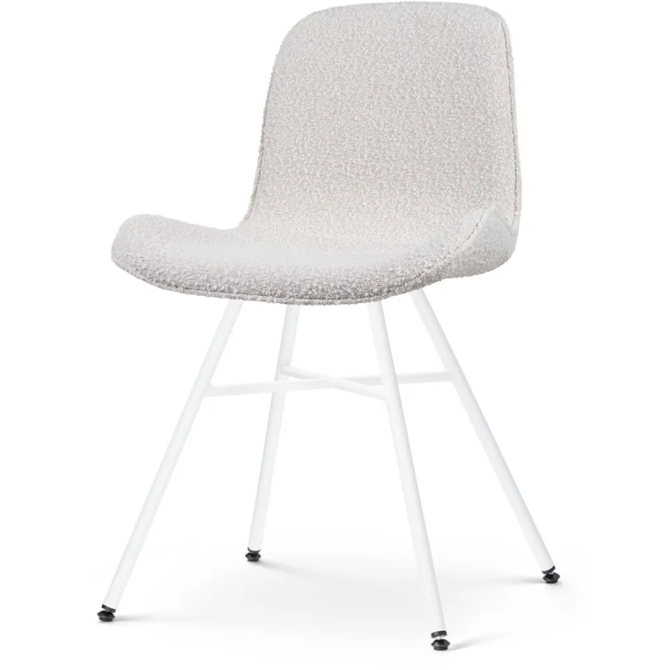 Nolon Noa-Fé eetkamerstoel bouclé beige - wit onderstel