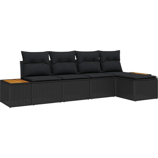 vidaXL Tuinbankenset 5 st Zwart Poly riet