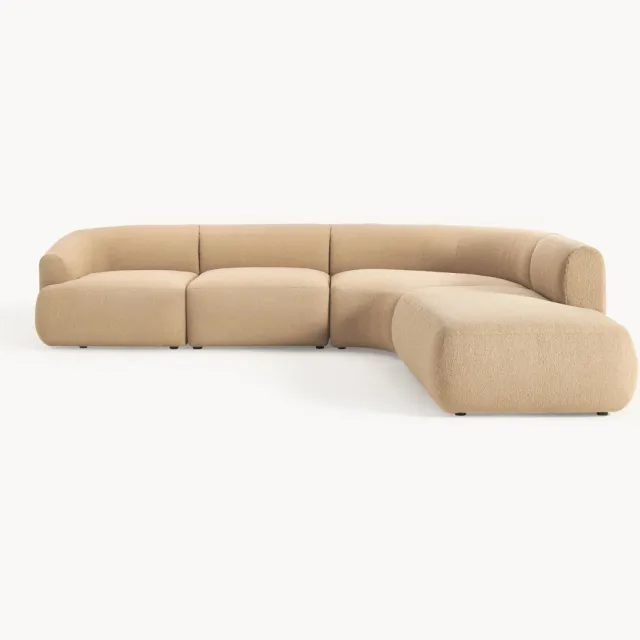 Westwing Collection Modulaire bouclé hoekbank Sofia (4-zits) beige