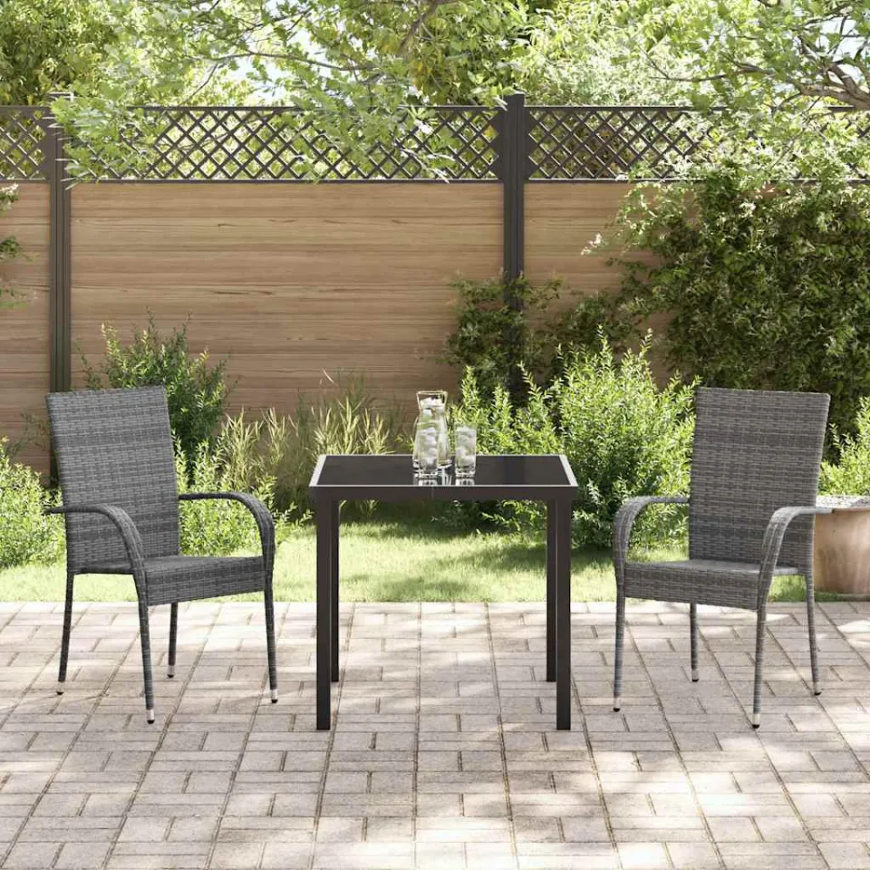 vidaXL Tuin eettafelset 3 st Grijs Gepoedercoat staal, foto 3