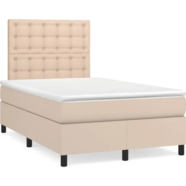 vidaXL Boxspring met matras en LED kunstleer cappuccinokleur 120x190cm Bruin