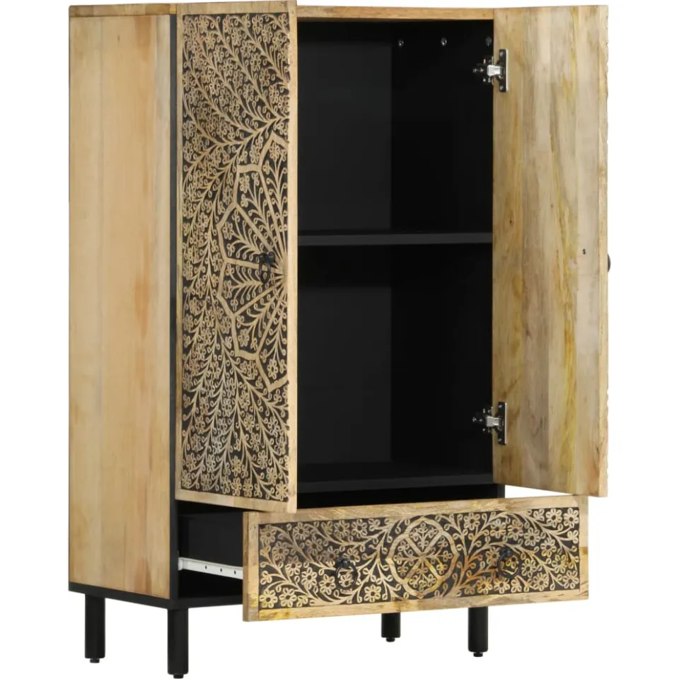 vidaXL Hoge kast 60x33x100 cm massief mangohout bruin, foto 4