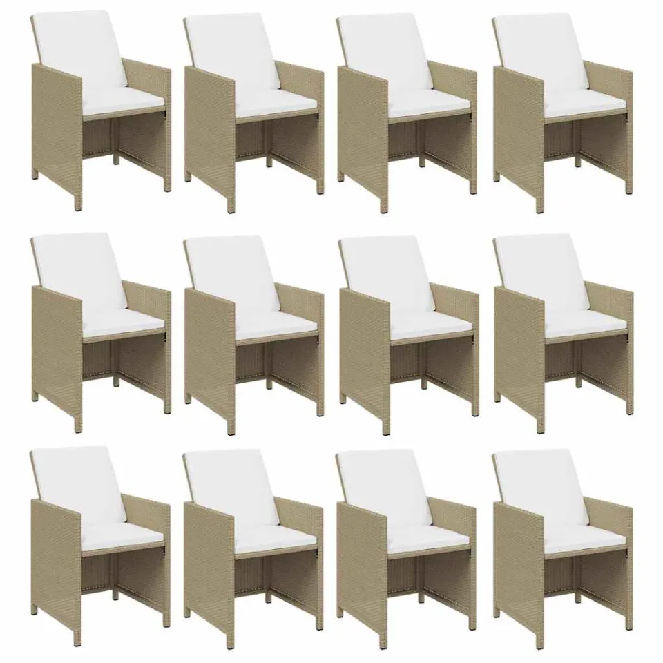 vidaXL 13-delige Tuinset met kussens poly rattan beige, foto 3