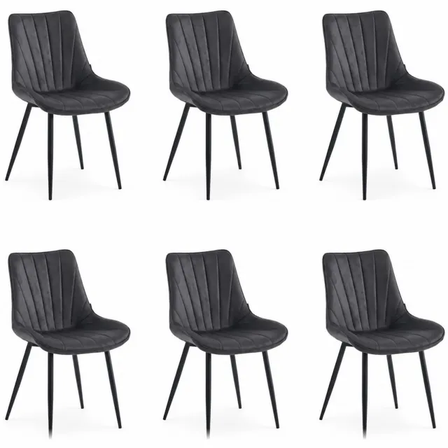 Colenis Lesedi Eetkamerstoel - Set Van 6 - Antraciet - Microfiber Stof - Industrieel