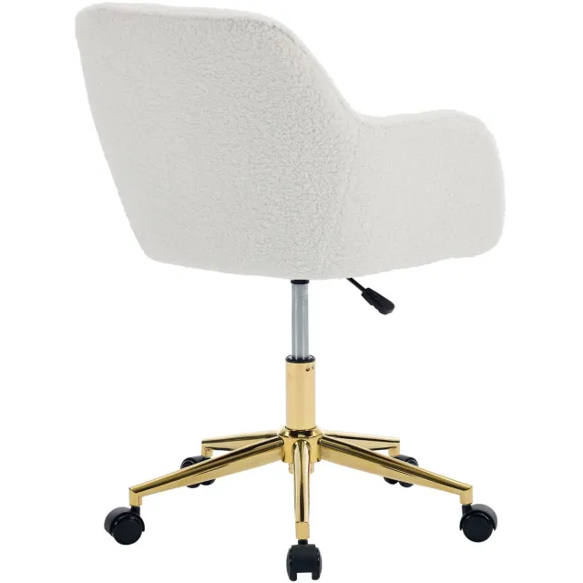 Ropilly Teddy Bureaustoel - Witte Draaistoel - In Hoogte Verstelbaar - 360 Graden Draaibaar - 100kg Draagkracht - Voor Thuiswerkplek - 58x58x86cm - Wit Ivoor